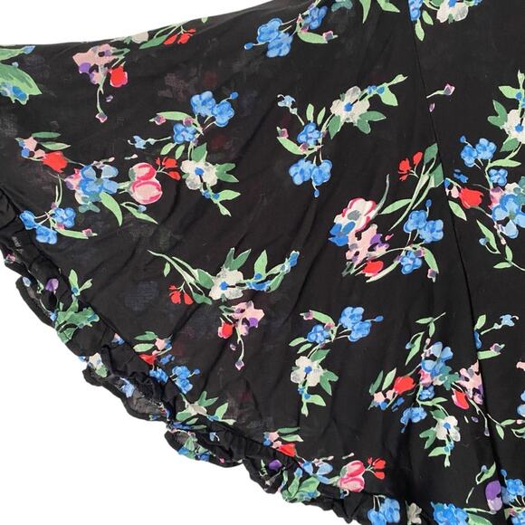 Maeve Anthropologie Aveiro Flutter Sleeve Floral Black Women's Top Blouse Large - Picture 6 of 10